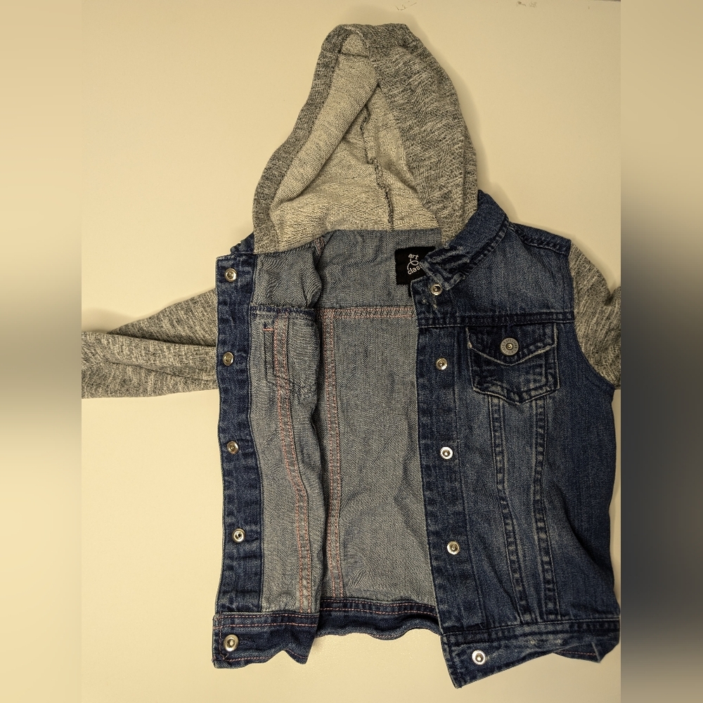 Art Class 3T Distressed Blue Jean Jacket and Hooded Sweatshirt - Picture 4 of 6